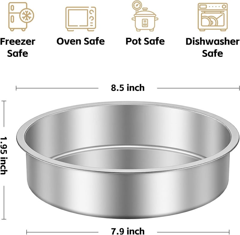 Ohtomber 8 Inch Cake Pan - Set of 4 Stainless Steel Round Layer Cake Baking Pans Molds, Tins, Stackable Baking Set, Even Heating, Dishwasher Safe Non-Toxic Bakeware Dish for Birthday Wedding Christmas - Image 2